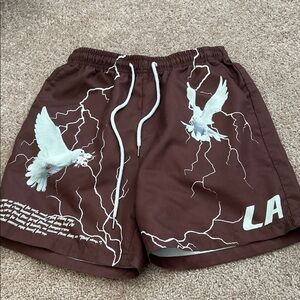 Brown Graphic Men Swim Shorts